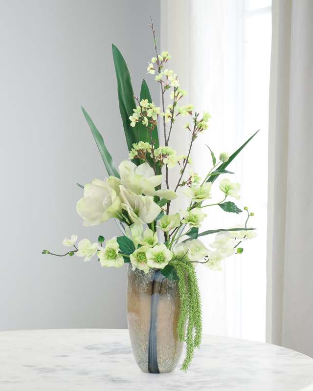 Amaranthis Garden 33" Faux Floral Arrangement in Glass Vase